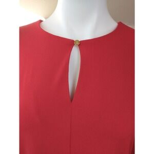 VTG LAUREN Ralph Lauren Red Bell Sleeve Keyhole Neck Tunic Top Women's L Vintage